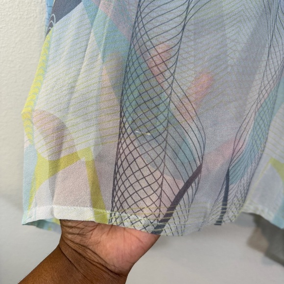 Gypsy 05 Blue Silk Blouse Size S Poncho Cap Sleeve Coverup Sheer Casual Summer - Picture 4 of 9